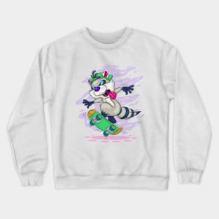 Cartoon raccoon skateboarder Crewneck Sweatshirt